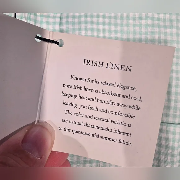 Brooks Brothers Irish Linen Green And White Gingham Regent Polo Size Medium - Picture 3 of 9